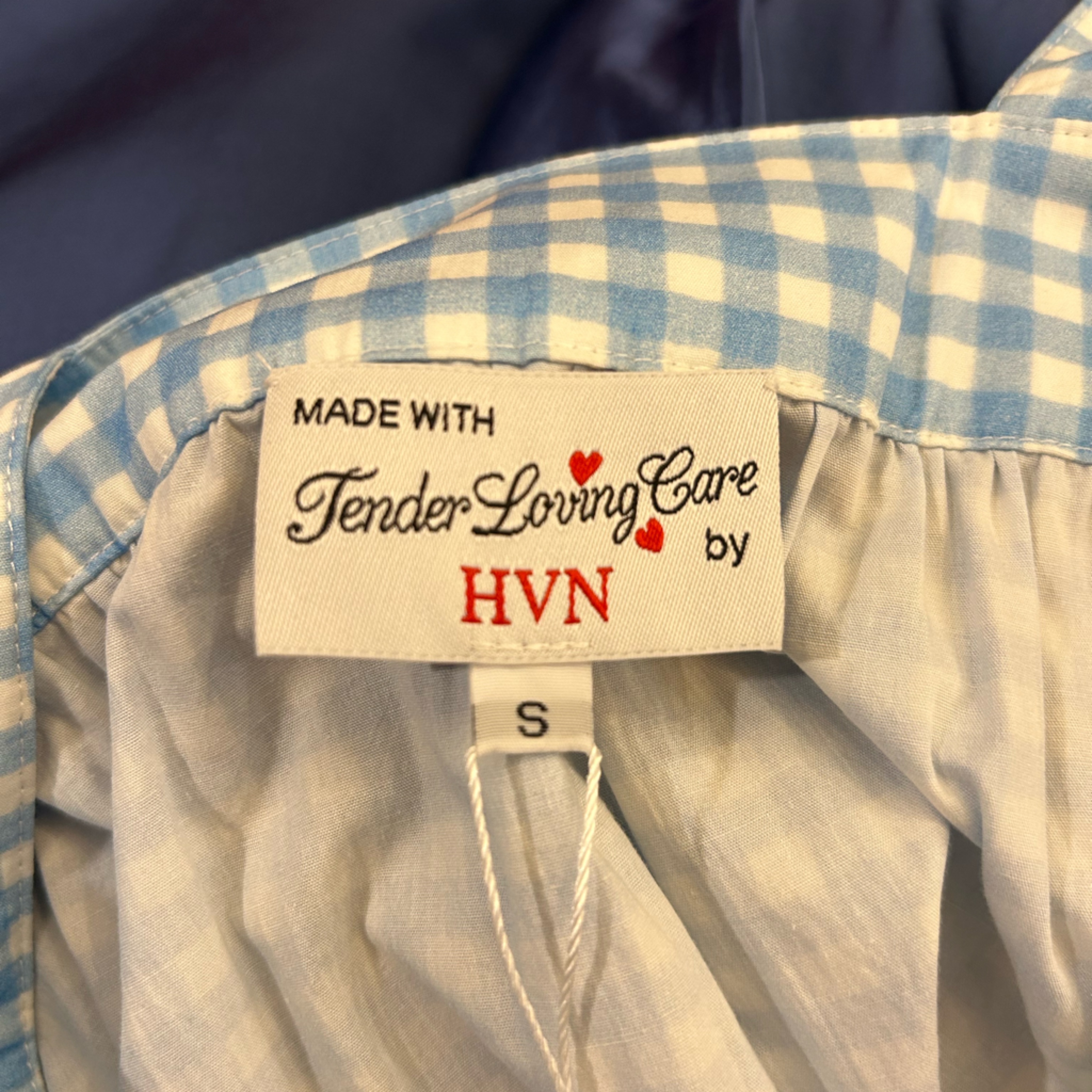 Hvn - Blue Gingham Throw Over Beach Blueberry Dress Nwt — image 6 of 8